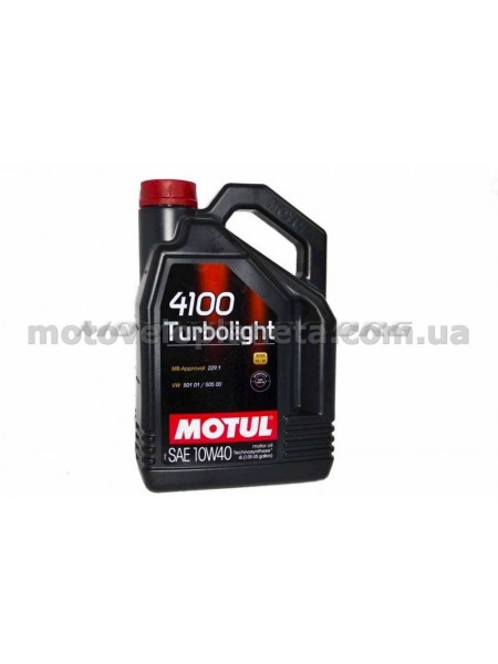 Масло   автомобильное, 5л   (синтетика, 10W-40, 4100 TURBOLIGHT)   MOTUL   (#100357), шт