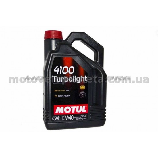 Масло   автомобильное, 5л   (синтетика, 10W-40, 4100 TURBOLIGHT)   MOTUL   (#100357), шт