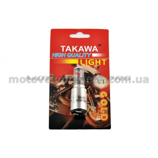 Лампа BA20D (2 уса)   12V 35W/35W   (белая, высокая)   (блистер)   TAKAWA, шт