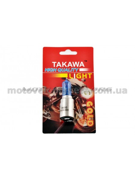 Лампа BA20D (2 уса)   12V 35W/35W   (супер белая, высокая)   (блистер)   TAKAWA, шт