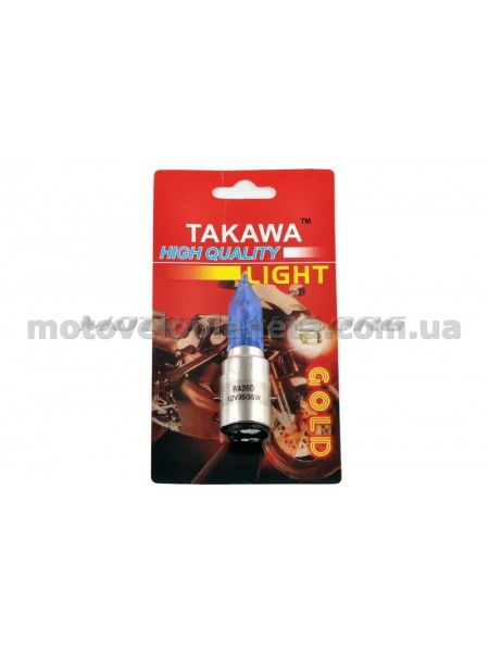 Лампа BA20D (2 уса)   12V 35W/35W   (супер белая, высокая, конусная)   (блистер)   TAKAWA, шт