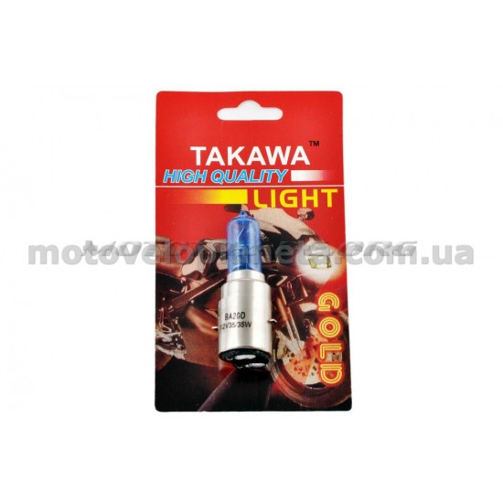 Лампа BA20D (2 уса)   12V 35W/35W   (супер белая, высокая)   (блистер)   (mod:073)   TAKAWA, шт