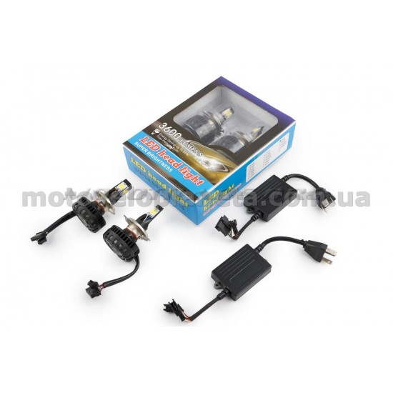 Лампы диодные автомобильные H4   (пара)   (12V 3600 LUMENS, три кристалла, принуд. охлаждение)   (аналог ксенона)   IZEN, пара