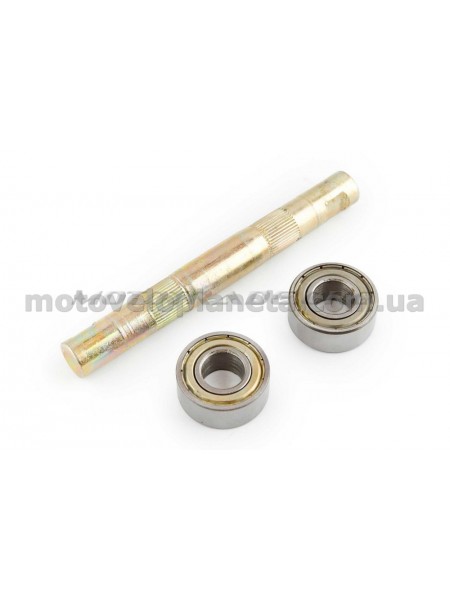 Ось каретки велосипедная   (клин)   (L-140mm) (+ 2 подшипника 6902-ZZ)   (mod:УКРАИНА)   BDRK, компл.