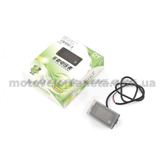 Цифровой вольтметр DC 12V   (врезной, прямоугольный, красный)   YOUYOU, шт