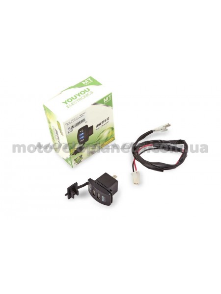 Разъем USB 5V 3,1А   (врезной, прямоугольный)   (2 порта)   YOUYOU, шт