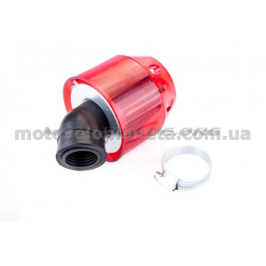 Фильтр воздушный (нулевик)   Ø28-40mm, 45*   (колокол, красный, прозрачный)   KM   (mod:KY-A-134), шт