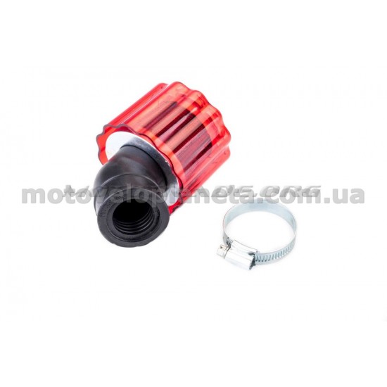 Фильтр воздушный (нулевик)   Ø28/40mm, 45*   (колокол, красный, прозрачный)   KM   (mod:KY-A-135), шт