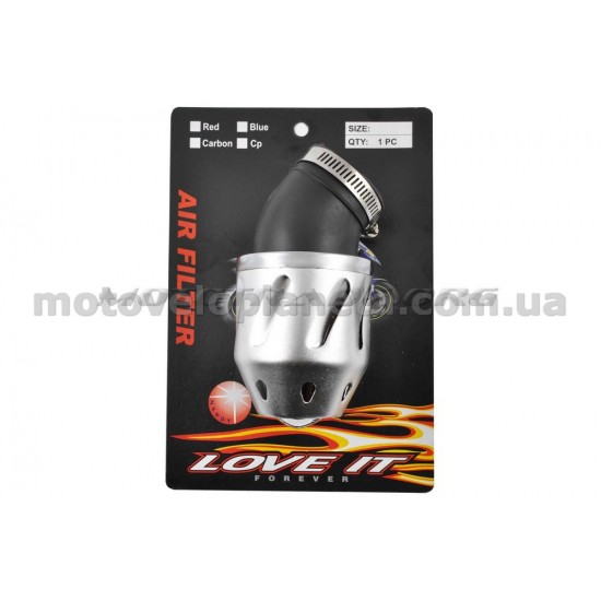 Фильтр воздушный (нулевик)   Ø42mm, 45*, пуля (серебро), шт
