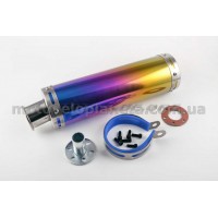 Глушитель (тюнинг)   300*90mm, креп. Ø48mm   (нержавейка, радуга, прямоток, mod:38), шт