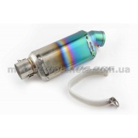 Глушитель (тюнинг)   235*88mm, креп. Ø48mm   (нержавейка, овал, серебристо-зеленый, прямоток, mod:2), шт