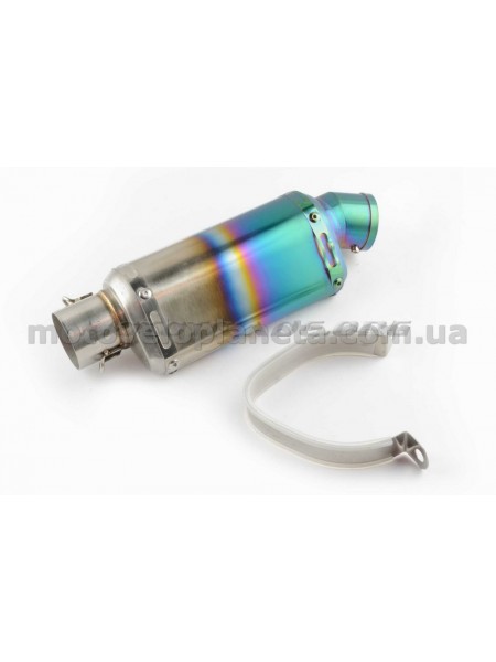 Глушитель (тюнинг)   235*88mm, креп. Ø48mm   (нержавейка, овал, серебристо-зеленый, прямоток, mod:2), шт