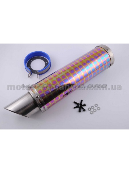 Глушитель (тюнинг)   350*100mm, креп. Ø48mm   (нержавейка, квадраты, mod:22), шт