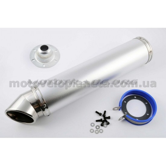 Глушитель (тюнинг)   420*100mm, креп. Ø78mm   (нержавейка, серебро, mod:26), шт