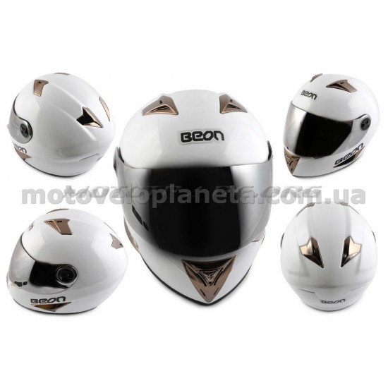 Шлем-интеграл   (mod:B-500) (size:L, белый, зеркальный визор)   BEON, шт