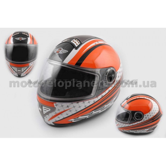 Шлем-интеграл   (mod:550) (premium class) (size:L, бело-оранжевый) Ш106   KOJI, шт