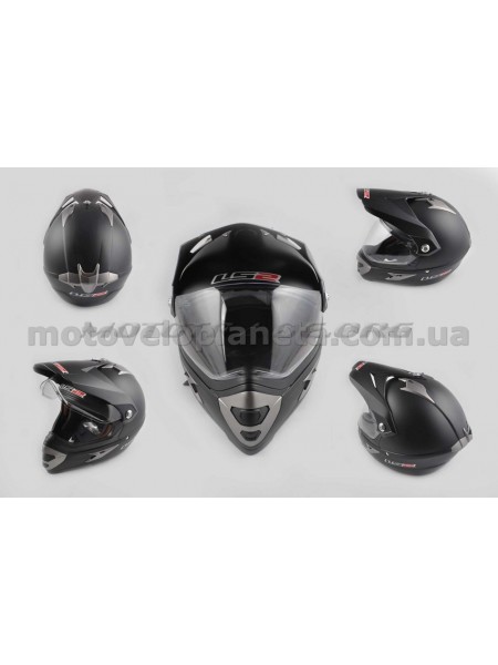 Шлем кроссовый (mod:MX433) (с визором, size:XXL, черный матовый) LS-2, шт Шлем кроссовый (mod:MX433) (с визором, size:XXL, черный матовый) LS-2, шт