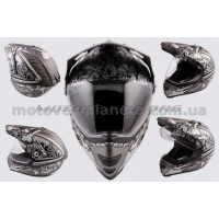 Шлем кроссовый   (mod:Skull) (с визором, size:XL, белый матовый)   LS-2, шт
