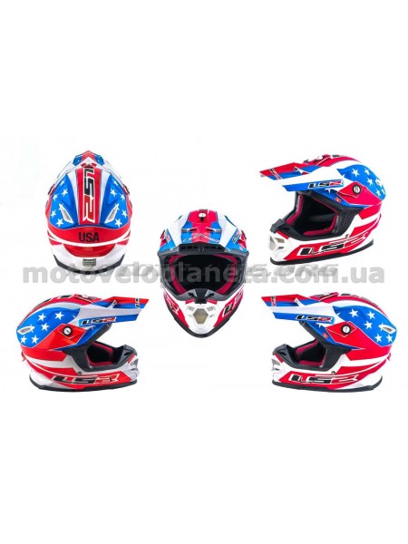 Шлем кроссовый (mod:MX456) (size:L, сине-белый, USA) LS-2, шт Шлем кроссовый (mod:MX456) (size:L, сине-белый, USA) LS-2, шт