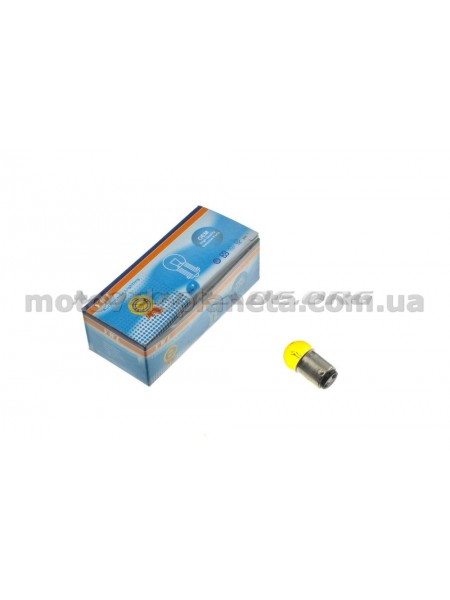 Лампа S25 (двухконтактная) 12V 10W/5W (стоп, габарит) (желтая) YWL, шт Лампа S25 (двухконтактная) 12V 10W/5W (стоп, габарит) (желтая) YWL, шт