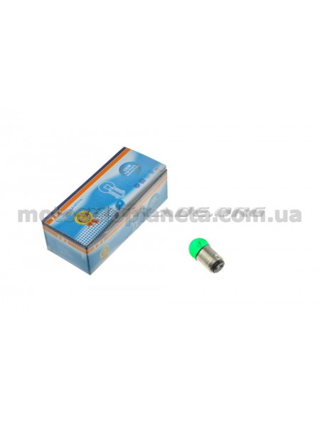 Лампа S25 (двухконтактная)   12V 10W/5W   (стоп, габарит)   (зеленая)   YWL, шт