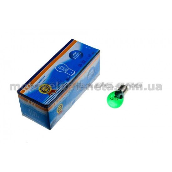 Лампа S25 (двухконтактная)   12V 21W/5W   (стоп, габарит)   (зеленая)   YWL, шт