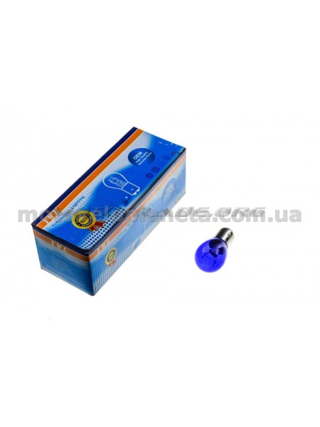 Лампа S25 (двухконтактная)   12V 21W/5W   (стоп, габарит)   (синяя)   YWL, шт