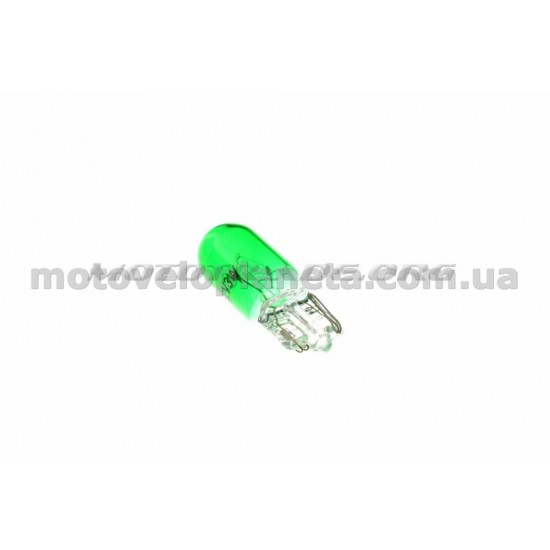 Лампа Т10 (безцокольная)   12V 3W   (габарит, приборы)   (зеленая)   YWL, шт