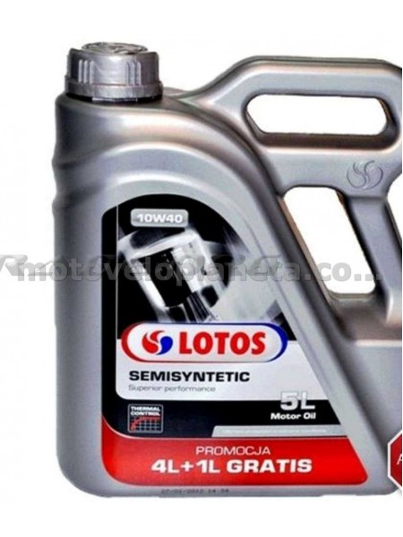 Масло   автомобильное, 5л   (SAE 10W-40, полусинтетика, MOTOR SEMISYNTETIC SL/CF)   LOTOS   (#GPL), шт