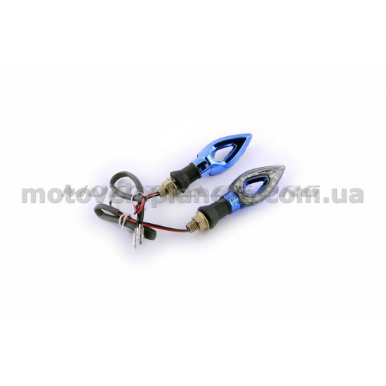 Повороты светодиодные, стрела (пара)   (mod:7) (12 LED, синие, тонированное стекло)   PLT, пара