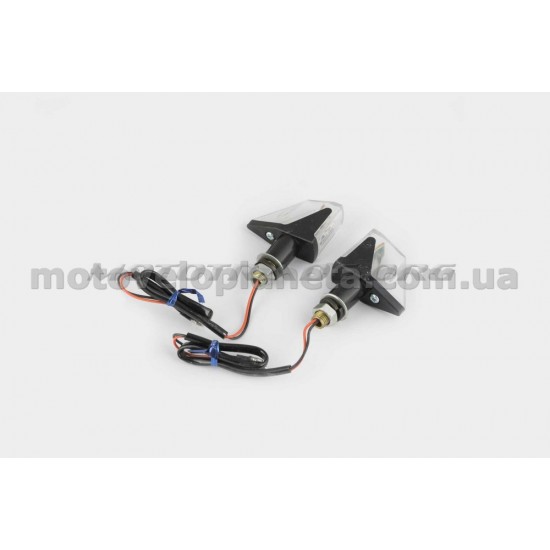 Повороты светодиодные, ромб (пара)   (5 LED, карбон, белое стекло)   GJCT, пара