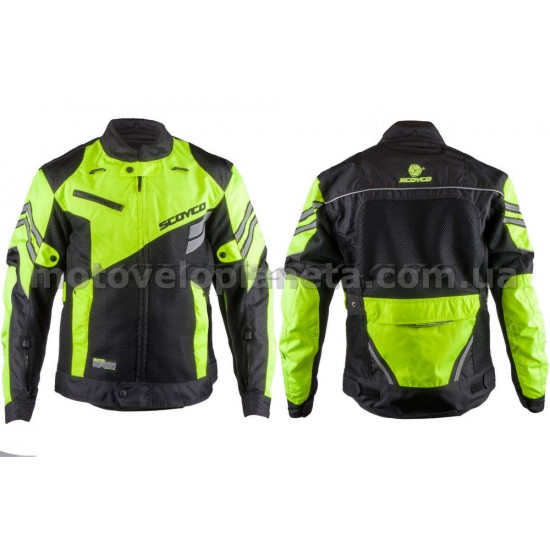 Мотокуртка   SCOYCO   (текстиль) (size:XL, черно-зеленая, mod:JK36), шт
