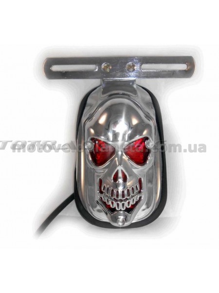 Стоп-сигнал (в сборе) универсальный SKULL (хром, вольфрамовая лампа) DVK, шт Стоп-сигнал (в сборе) универсальный SKULL (хром, вольфрамовая лампа) DVK, шт