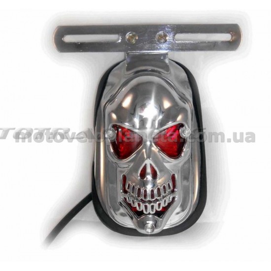 Стоп-сигнал (в сборе)   универсальный SKULL  (хром, вольфрамовая лампа)   DVK, шт