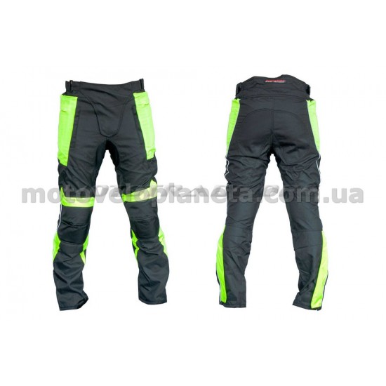 Мотоштаны   (текстиль) (черно-салатовые size L), шт