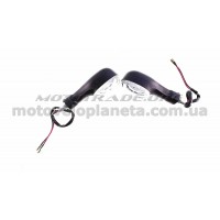 Поворот светодиодный, овальный   (16 LED, черный, белое стекло)   JS, пара