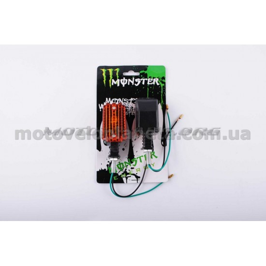Повороты (пара)   прямоугольные   (черные, желтое стекло)   MONSTER ENERGY, пара