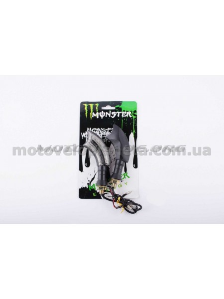 Повороты светодиодные (пара) изогнутые (черные, прозрачные, 21 диод) MONSTER ENERGY, пара Повороты светодиодные (пара) изогнутые (черные, прозрачные, 21 диод) MONSTER ENERGY, пара