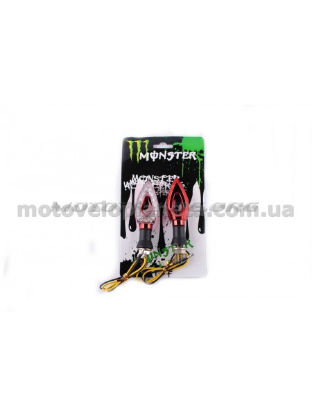 Повороты светодиодные (пара) стреловидные (красные, прозрачные) MONSTER ENERGY, пара Повороты светодиодные (пара) стреловидные (красные, прозрачные) MONSTER ENERGY, пара