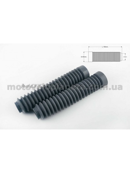 Гофры передней вилки (пара)   универсальные   L-190mm, d-30mm, D-45mm   (серые)   MZK, пара