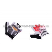 Перчатки без пальцев   (mod:1, size:XL, гелевые подушки, красные)   HAND CREW, пара