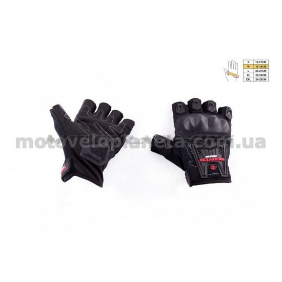 Перчатки без пальцев   (mod:MC-12D, size:M, черные, текстиль)   SCOYCO, пара