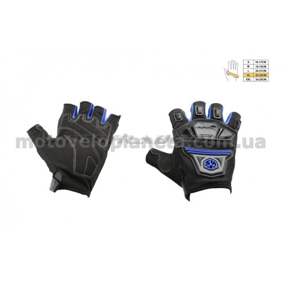 Перчатки без пальцев   (mod:MC-24D, size:XL, синие, текстиль)   SCOYCO, пара
