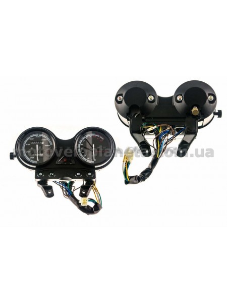 Панель приборов (в сборе) Yamaha YBR125 (140км/ч, тахометр, черная) (#MY-127) MANLE, шт Панель приборов (в сборе) Yamaha YBR125 (140км/ч, тахометр, черная) (#MY-127) MANLE, шт