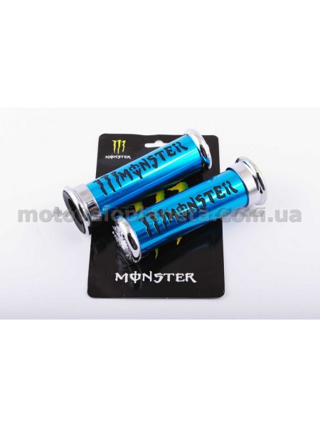 Ручки руля (MONSTER ENERGY, алюминиевые, синие) XJB, пара Ручки руля (MONSTER ENERGY, алюминиевые, синие) XJB, пара