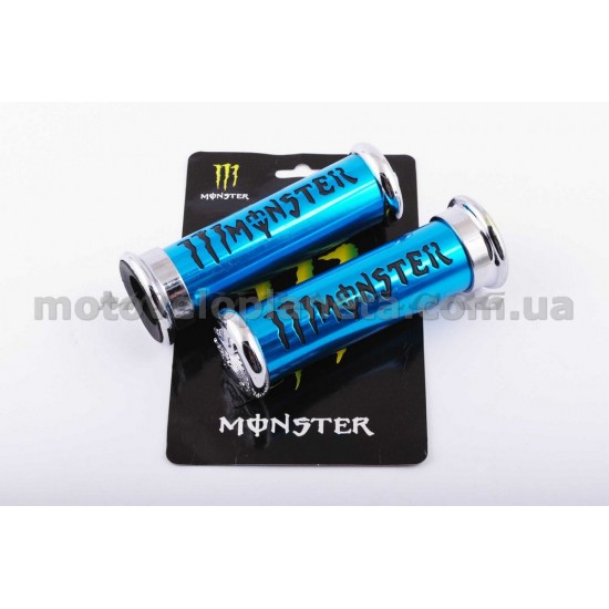Ручки руля   (MONSTER ENERGY, алюминиевые, синие)   XJB, пара