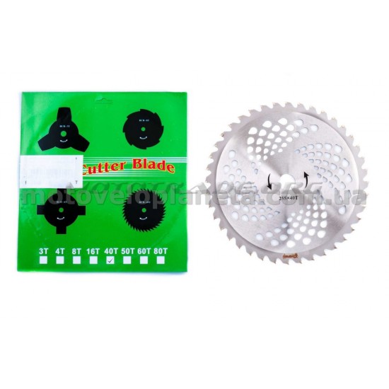 Нож мотокосы   40T   (Ø255/22.4 mm)   (победитовые зубья)   ZUNA, шт
