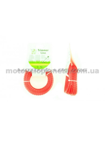 Леска мотокосы   Ø2,4mm, 15 метров   (косичка, красная)   BEST, шт