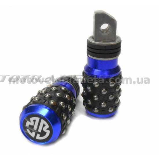 Подножки пассажирские   GRENADE   (синий, регулировка длинны, шипы, основа хром)   DVK, пара