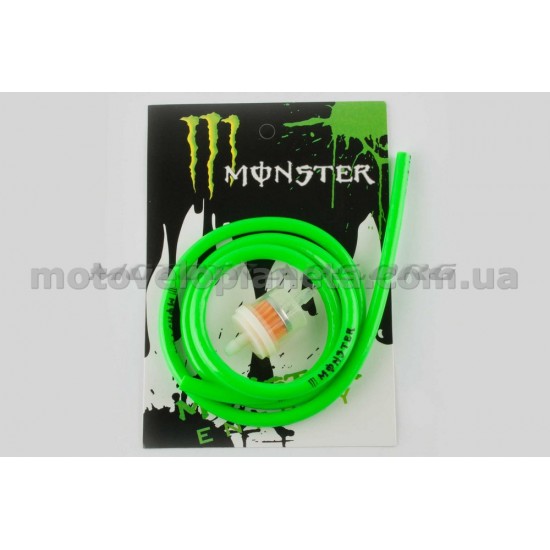 Шланг топливный   Ø4mm, 1 метр   (зеленый)   MONSTER ENERGY   (XJB), шт